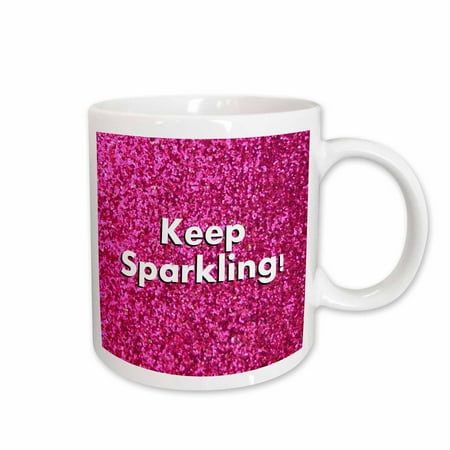 

3dRose Keep Sparkling - fun cute girly hot pink faux glitter texture graphic - glam glamorous girls bling Ceramic Mug 11-ounce