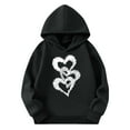 thumbnail image 2 of Eltusu Girls Valentines Hoodies, Long Sleeve Fashion Heart Graphic Loose Fit Pullover Sweatshirts Black Size 5-6 T, 2 of 4