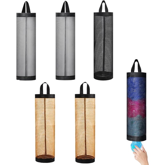 4 / 6 Pcs Plastic Bag Holder for Grocery Bags, Hanging Storage Bags Plastic Mesh Bags Dispenser Organizer Trash Bags Grocery Shopping Bag Holder for Home And Kitchen