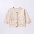thumbnail image 6 of GYRATEDREAM Infant Baby Boy Girl Button Sweater Cardigan Jacquard Cable-Knit Spring Coat Long Sleeve Crewneck Cardigan for 0-6M White, 6 of 9