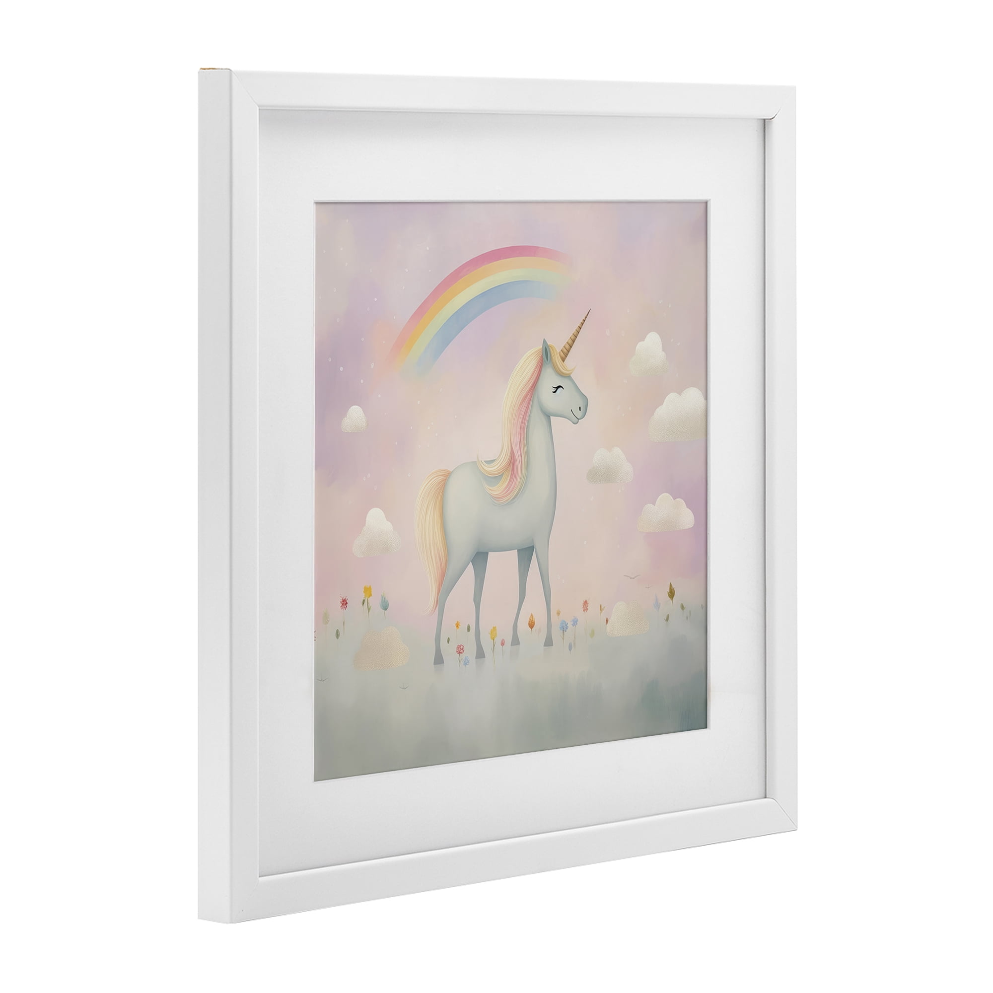 Stupell Industries Mystical Unicorn Dreams in Pastel White Framed Print Under Glass, design by Lazar Studio