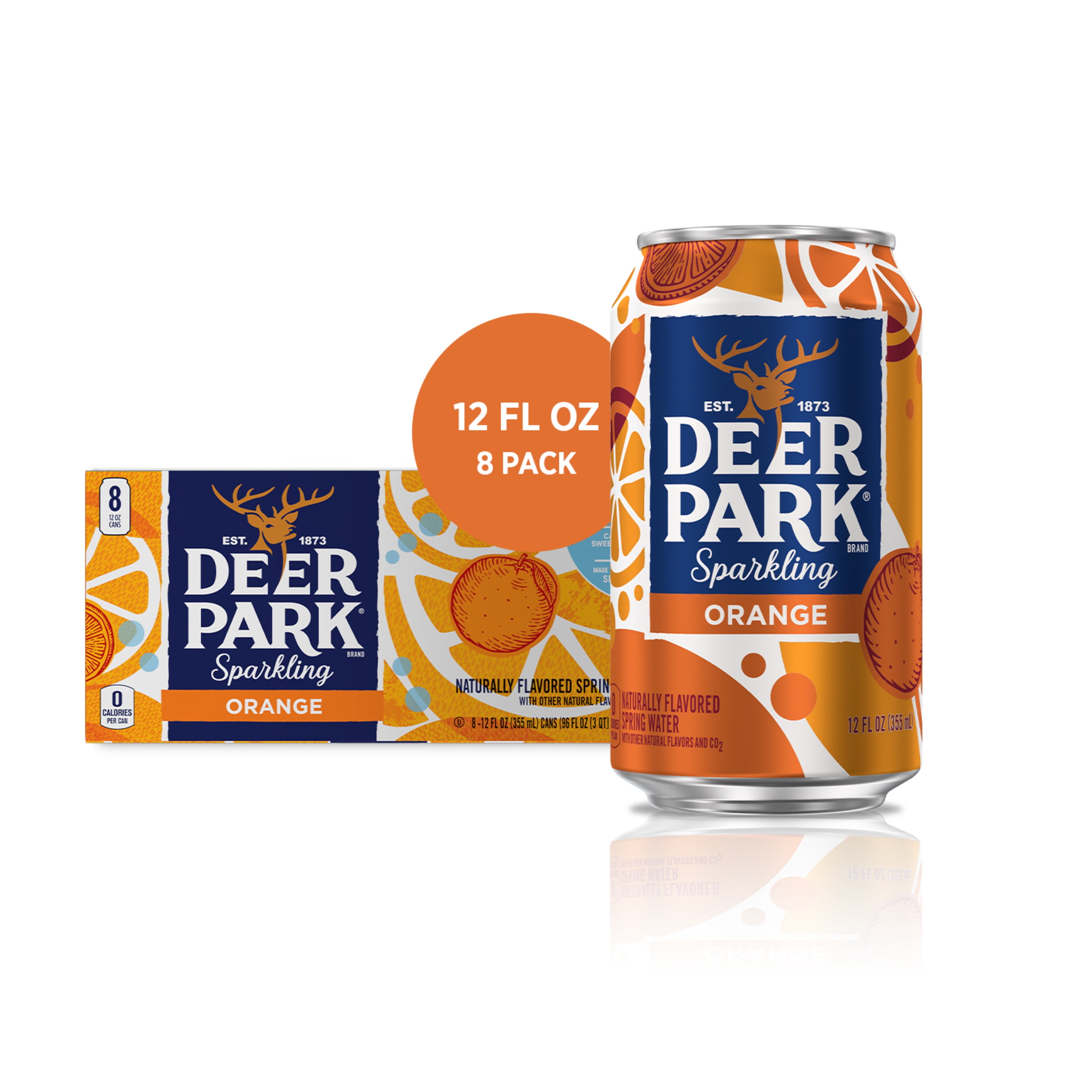 Deer Park Sparkling Water, Orange, 12 oz. Cans (8 Count)