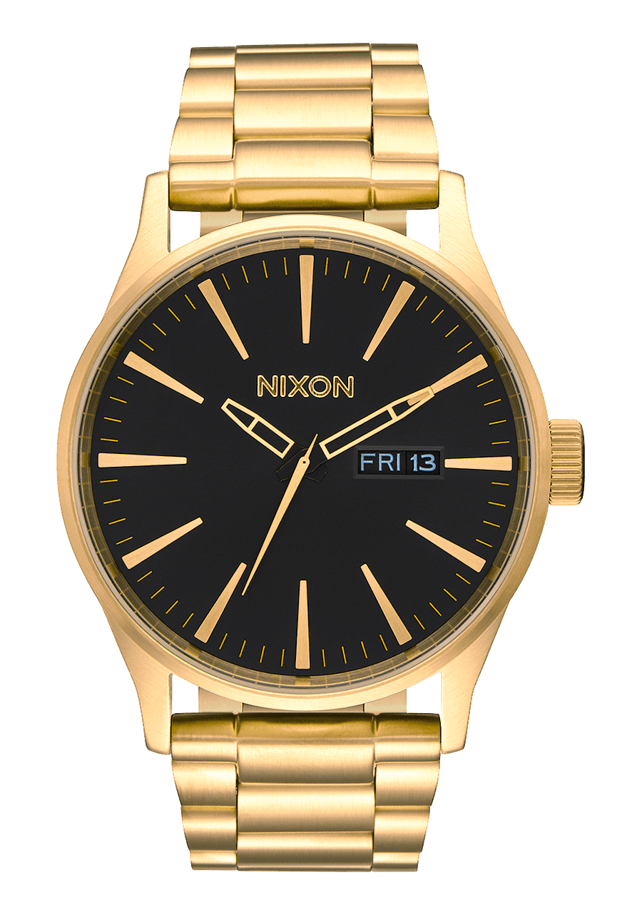 NIXON Sentry SS A356 - All Gold / Black - 100m Water Resistant Men's Analog Classic Watch (42mm Watch Face, 23mm-20mm Stainless Steel Band)