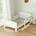 thumbnail image 3 of Qaba Bed Frame with Safety Side Rails for Girl Boy, White, 3 of 10