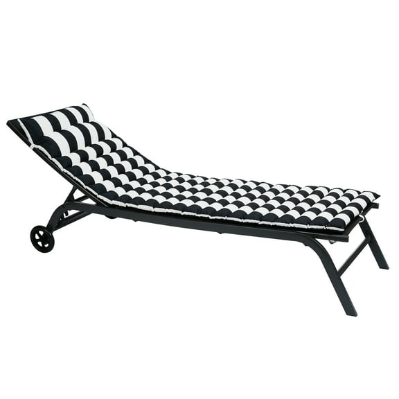 2-Piece Patio Funiture Seat Cushion, Outdoor Lounge Chair Cushion, Black&White