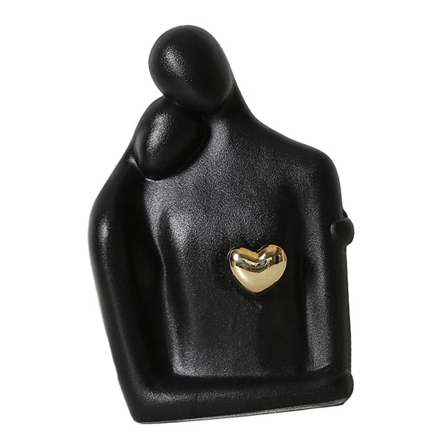 Estatua de pareja, adorno de escritorio, figura decorativa romántica de cerámica abstracta para Negro