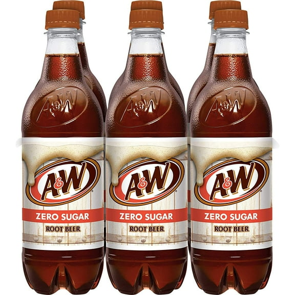 A&W Root Beer Zero Sugar Soda, 24 Bottles, 16.9 Fl Oz