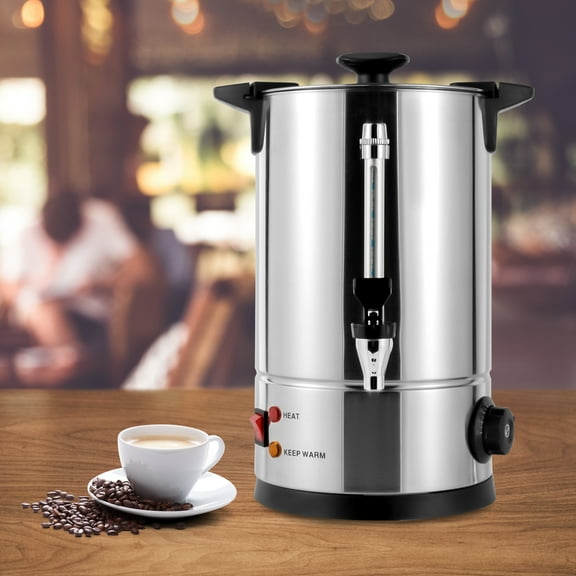 Peakora 8L Coffee Urn Hot Water Dispenser with Temperature Control, Stainless Steel Construction, Anti-Scald Handle and Practical Faucet for Parties