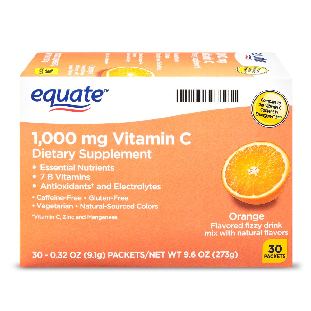 Equate Vitamin C Orange Flavor, 1000mg, 30ct