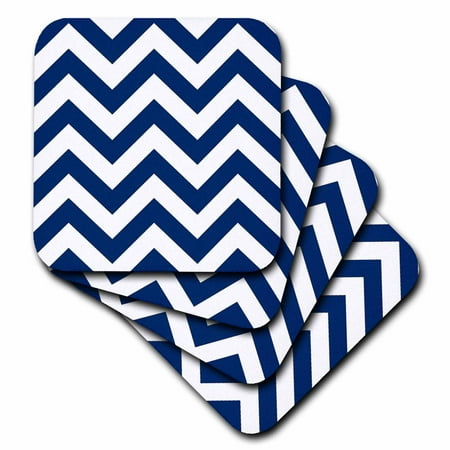 3d Rose 3drose Navy And White Chevron, Soft Coasters, Set Of 4