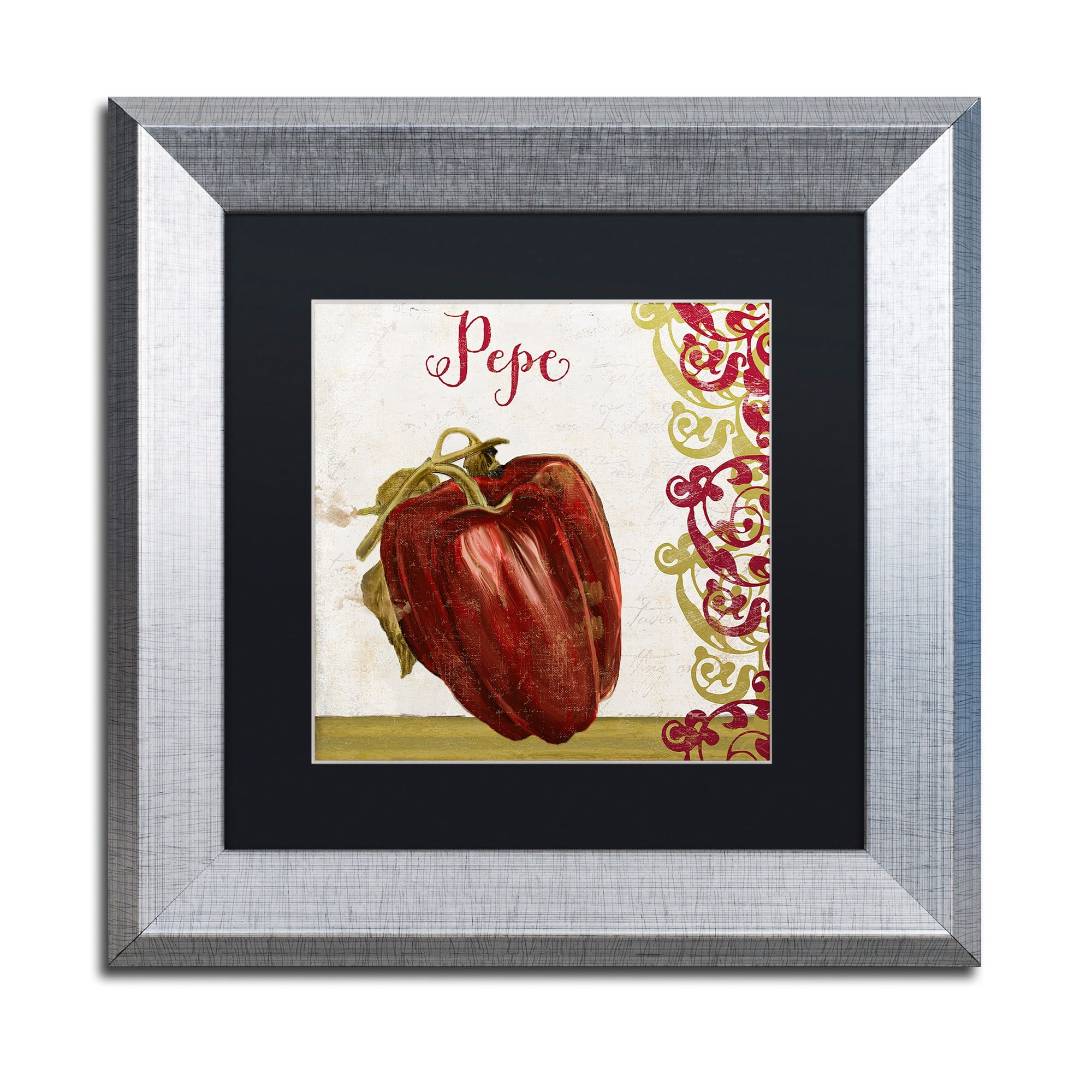 Trademark Fine Art "Cucina Italiana Vii" Canvas Art by Color Bakery Black Matte, Silver Frame