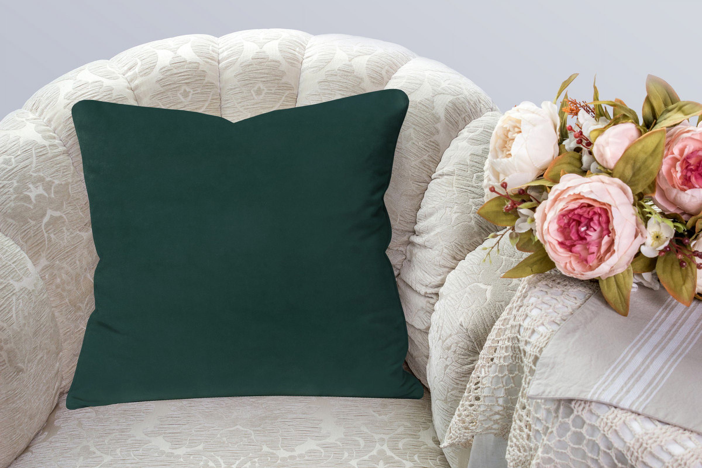 A1HC Set of 2 Luxurious Soft Velvet Throw Pillow Covers Only, 18"x18", Forest Green, Decorative Cushion Covers with Hidden YKK Zipper for Sofa or Bed