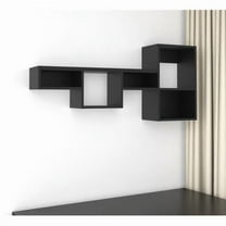 HomeRoots 571364 47 in. Black Wood Wall Mounted Cubby Shelf