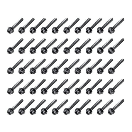 

M3 x 30mm Carbon Steel Phillips Pan Head Machine Screws Bolts Combine with Spring Washer and Plain Washers 50 pcs