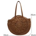thumbnail image 4 of GEEK - Nuevo bolso de playa redondo de paja para mujer, bolso de hombro tejido grande vintage, bolso de rafia circular de ratán, bolso bohemio para vacaciones de verano, 4 of 5