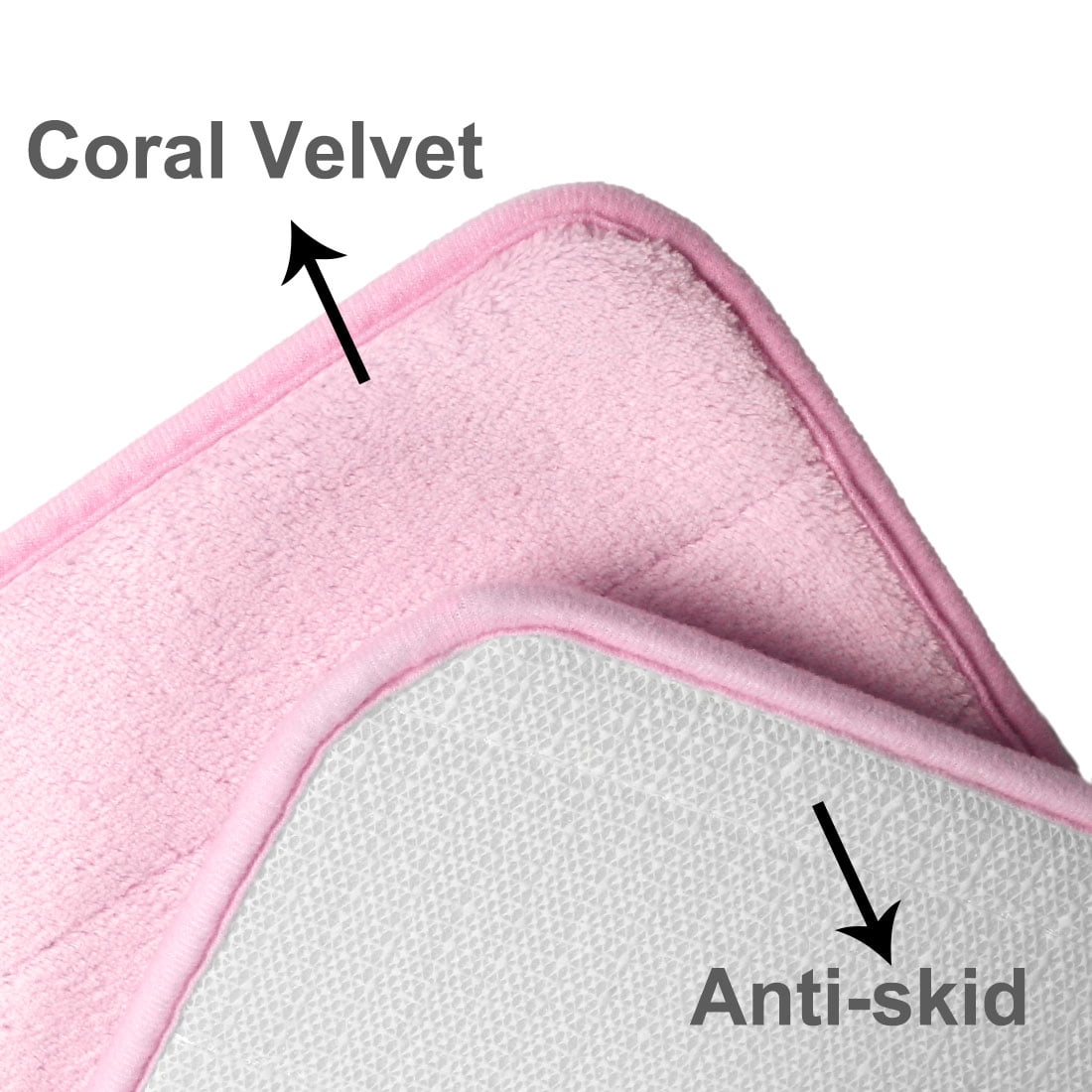 Unique Bargains 2-Piece Memory Foam Non-slip Floor Rug 24" x 16" Pink