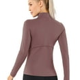 thumbnail image 6 of Women's Winter Plush Fitness Running Yoga Long Sleeve Elastic Tight Sweatshirt Wear - Reddish-brown, 6 of 6