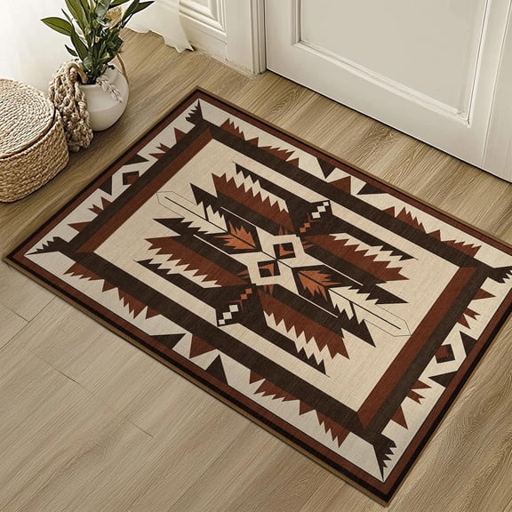 Voguly 2x3 Western Aztec Rug - Machine Washable Non-Slip Entryway Doormat, Southwestern Rustic Small Floor Mat for Bathroom Kitchen Front Door