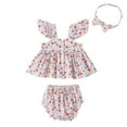 thumbnail image 1 of IROINNID Infant Girls Pretty Print Dress Tops Shorts With Hairband Set, 1 of 9