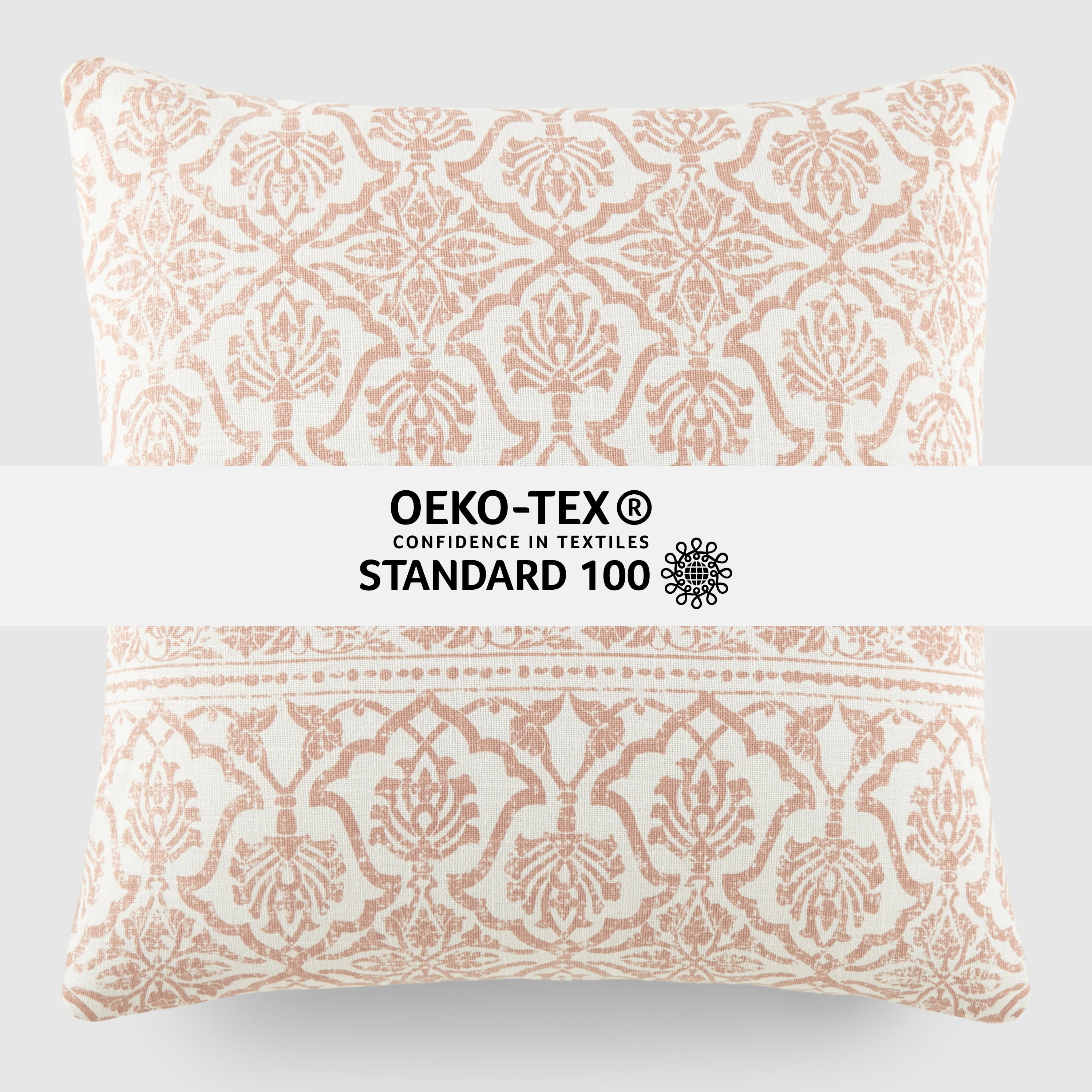 Noble Linens Elegant Cotton Decor Throw Pillow in Rose Antique Floral Pattern