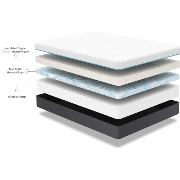 14" King Mattress of Foam / Marble Gel and Gel Comfort Layers / Bedroom Slumber