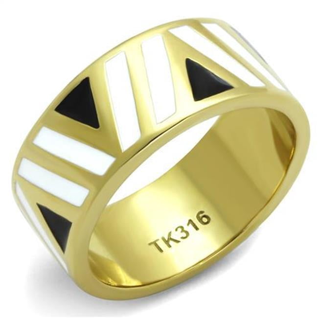 Alamode TK2037-10 Women IP Gold Stainless Steel Ring with Epoxy in Multi Color - Size 10