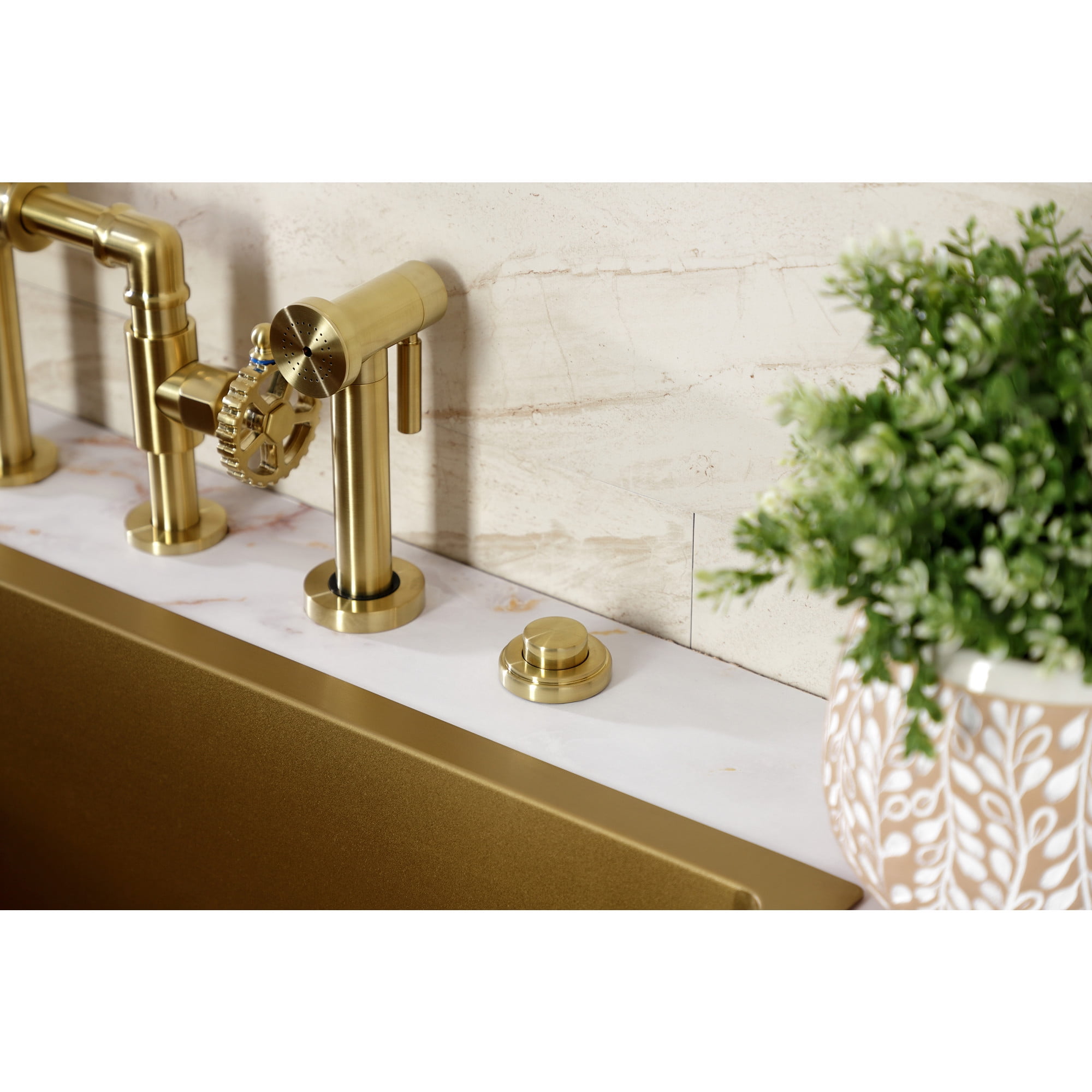 Kingston Brass KA217 Trimscape Disposal Air Switch Button in Brushed Brass