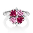 thumbnail image 2 of Gem Stone King 925 Sterling Silver Red Created Ruby and Pink Moissanite Ring for Women (2.28 Cttw, Heart Shape 5MM, Gemstone July Birthstone, Size 6), 2 of 3