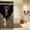 thumbnail image 3 of Manfei Butterfly Bowtie Monogram T Shower Curtain 72Wx78L,Leopard Print Bath Curtain,Black Brown, 3 of 5