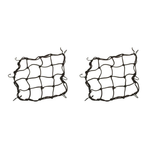 Masteelf 2pcs 28*28cm Luggage Cargo Bungee Net Bag 6 Hooks Bike Motorcycle Helmet Mesh Storage Carrier Bag (Black)