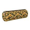 thumbnail image 1 of Disketp Vintage Black Plaid Sunflower Estuche Organizador de Lápices de Cuero, Estuche de Oficina con Cremallera para Bolígrafo y Lápiz, 1 of 6