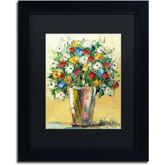 Trademark Fine Art "Spring Flowers in a Vase 9" Canvas Art by Hai Odelia, Black Matte, Black Frame