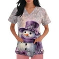 thumbnail image 4 of Garbnen Christmas Scrubs Tops for Women V Neck Short Sleeve Fall Tops for Women Winter Fall Xmas Print Nursing Uniforms for Women with Pockets S-5xl, 4 of 4
