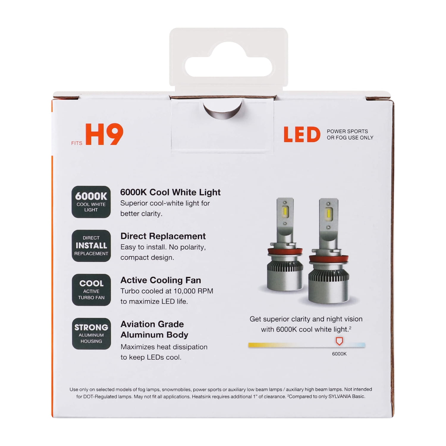 Sylvania H9 LED Fog Light and Powersport Bulb 2 Pack