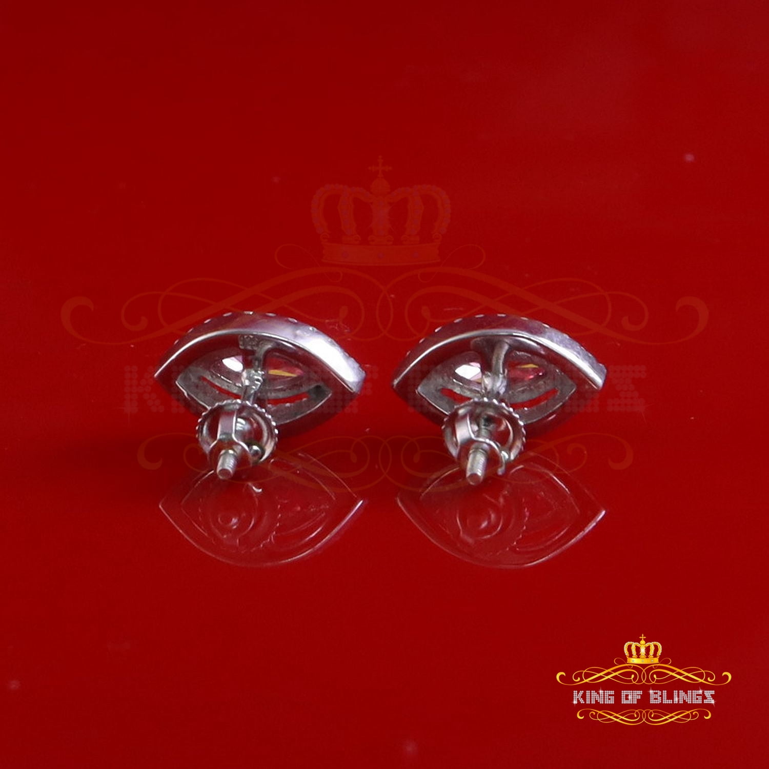 King of Bling's 1.25CT VVS 'D' Pink Moissanite Men's/Women 925 White Silver Stud Earrings