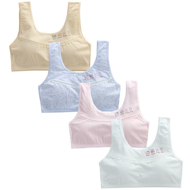 Soutien-gorge d'Entraînement pour Filles, Convient aux Filles de 11 à 16 Ans, Mince en Coton, Respirant, Soutien-Gorge de Sport pour Ados, Bretelles Élastiques avec Bretelles Ajustables