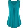 thumbnail image 3 of HAPIMO Women's Summer Tank Tops V-Neck Blouse Basic Tunic Camisole Solid Color Print Tops Sleeveless Shirts for Girls Pleat Flowy Swing Camis Vest Sales Sky Blue S, 3 of 4