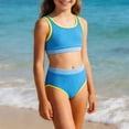 thumbnail image 2 of Maillot de Bain pour Garçons Manches Longues Col Rond Combinaison anti-UV Bleu Polyester, 2 of 8