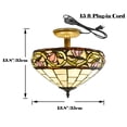 thumbnail image 5 of Kiven 13.8in Flush Mount Ceiling Light Fixture Dimmable, 3-Light Anti Glare Close to Ceiling Light with 15FT Plug-in Cord, Tiffany-Style Glass Chandelier for Bedroom Kitchen Hallway(No.3210), 5 of 7