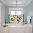 thumbnail image 3 of Yellow Lemon Kitchen Curtains Small Short 39 Inch Length, Middle Century Blue Italian Textured Grommet Top Bedroom Living Room Curtains, Light Filtering Cafe Curtain Drapes 2 Panels Set 55''x39'', 3 of 9