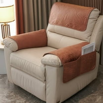 Anti-Slip Faux Leather Sofa Armrest Pad - Retractable Protective Cover, Stain-Resistant Armrest Towel, Luxury Style for Bedroom/Living Room Sofa, 25.98*19.68in, Orange