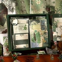 CCOCC Vintage Aesthetic Scrapbook Kit,125pcs Junk Journal Kit with Journaling Supplies Paper A6 Grid Notebook,DIY Journaling Supplies,Craft Gift for Teen Girl Kid Women