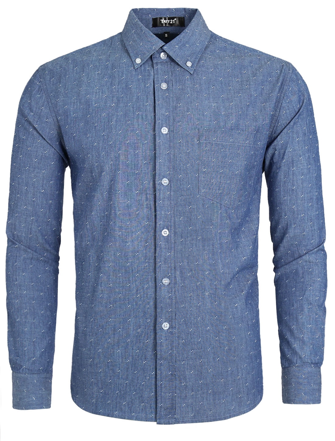 TATT 21 Chemise en Denim à Manches Longues en Coton décontracté pour