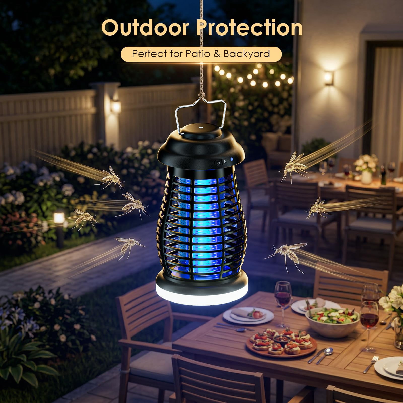 Cordless Zapper Outdoor  4200v Electric Mosquito Fly Rechargeable Portable Waterproof Insect Killer Indoor For Camping Garden Backyard Home