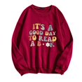 thumbnail image 2 of OUSITAID T-Shirts Graphiques Décontractés à Manches Longues pour Femmes, Col Rond, Chandails en Molleton, Pull-Over, Hauts pour Femmes, 2 of 3