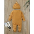 thumbnail image 3 of Cenuakty Babies Two-piece Clothes Set, Solid Color Round Collar Long Sleeve Footie and Cap, 0-24 Months, 3 of 8