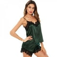 thumbnail image 3 of Spaghetti Strap Lace Satin Cami Top and Shorts Pajama Set Womens Sleepwear Pajama Set, 3 of 5