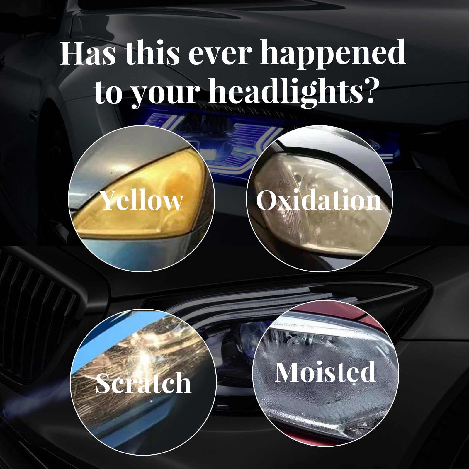 Alvantor Headlight Restoration Fluid Kit, Car Headlight Scratch Repair & Brightening Plating Crystal Polish for All Vehicles, 3.38fl.oz