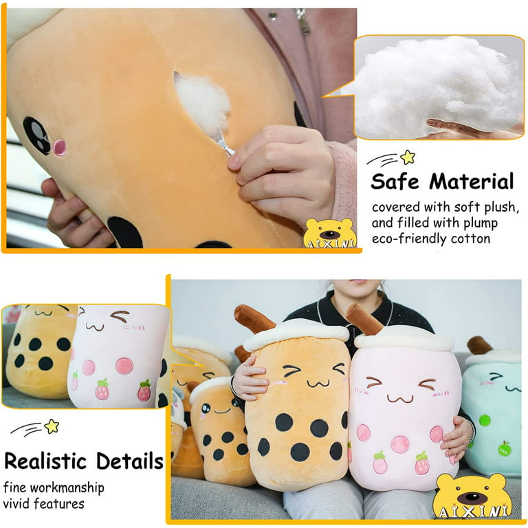 AIXINI Light-Up Boba Bubble Tea Plush Pillow - Stuffed Toy with