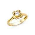 thumbnail image 2 of 0.75ct Halo Princess & Round Set CZ Bridal 14k White Gold Engagement Ring, 2 of 2
